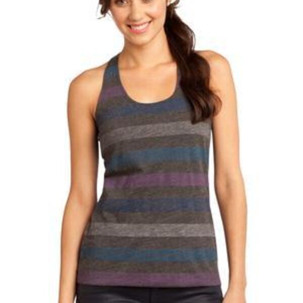 Juniors Reverse Striped Scrunched Back Tank Thumbnail