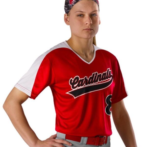 SEW N STITCHES - ALLESON ATHLETIC Women's Vneck Fastpitch Jersey Thumbnail
